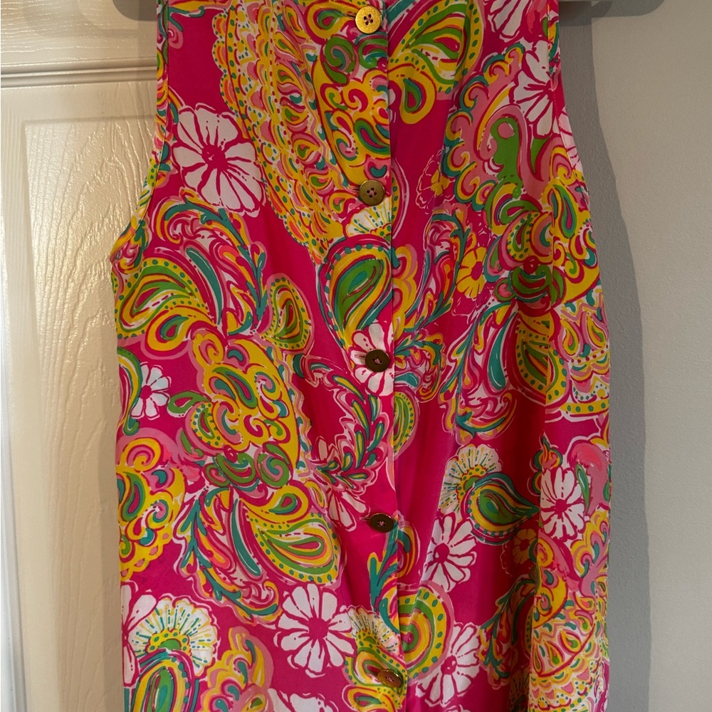 Lilly Pulitzer Pink and Green Paisley Top